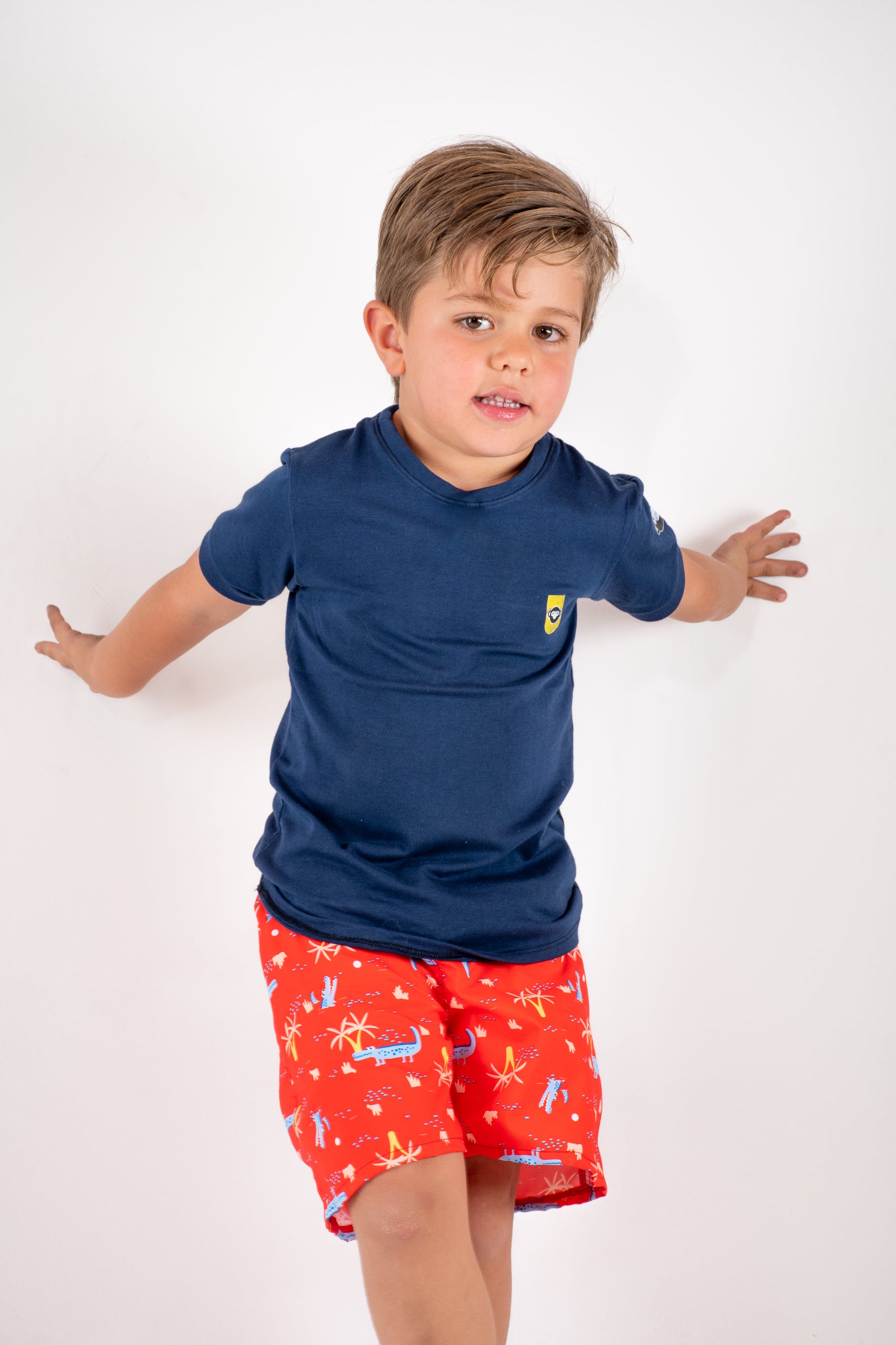 Pantaloneta Cocodrilos Rojo Para Niños