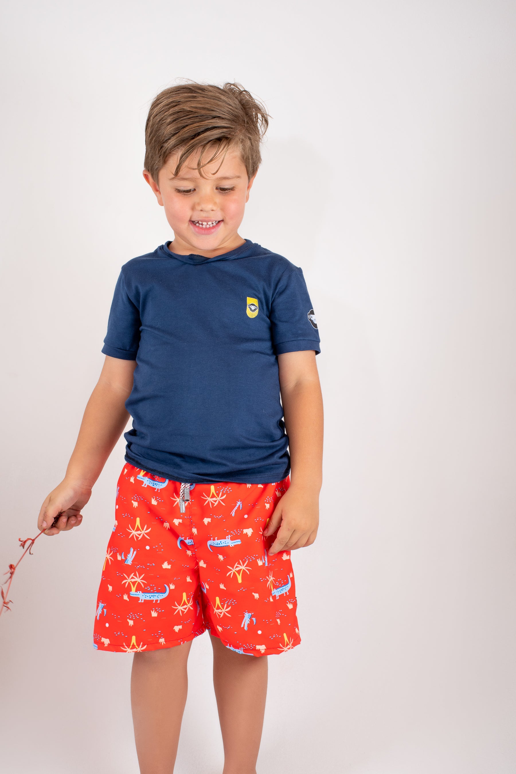 Pantaloneta Cocodrilos Rojo Para Niños