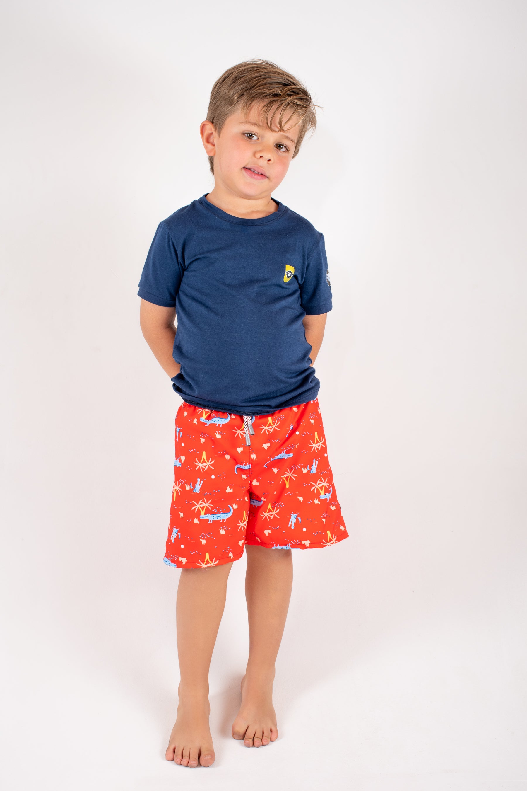 Pantaloneta Cocodrilos Rojo Para Niños