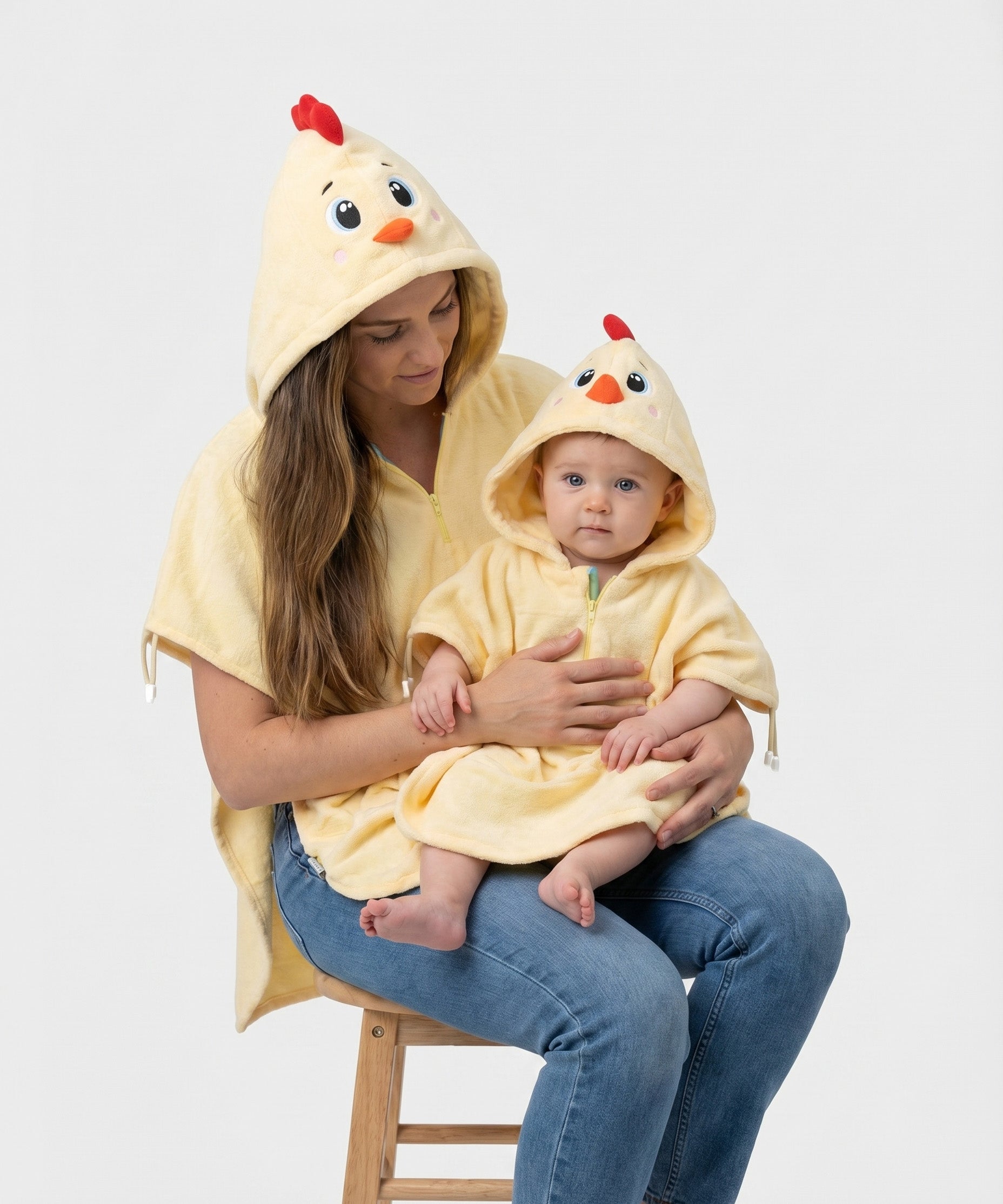 Combo Adulto y Niño - Ruana Pollito