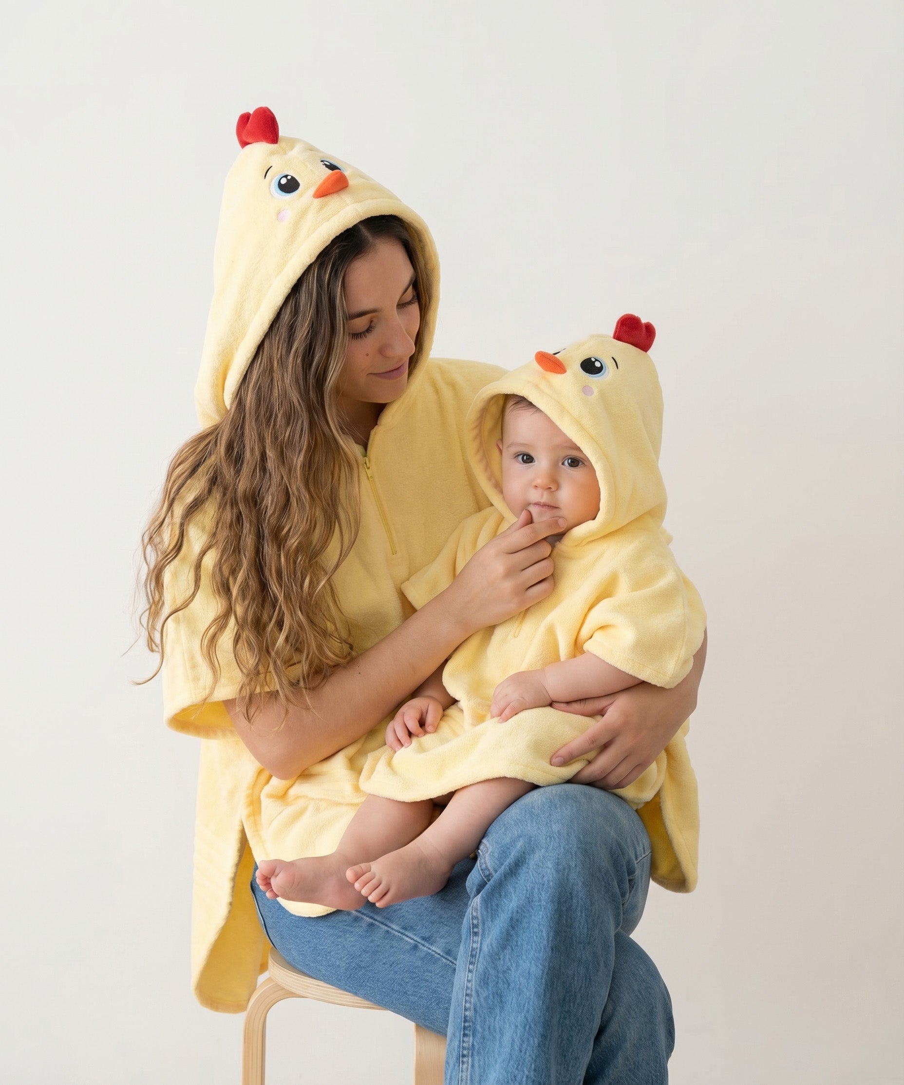 Combo Adulto y Niño - Ruana Pollito