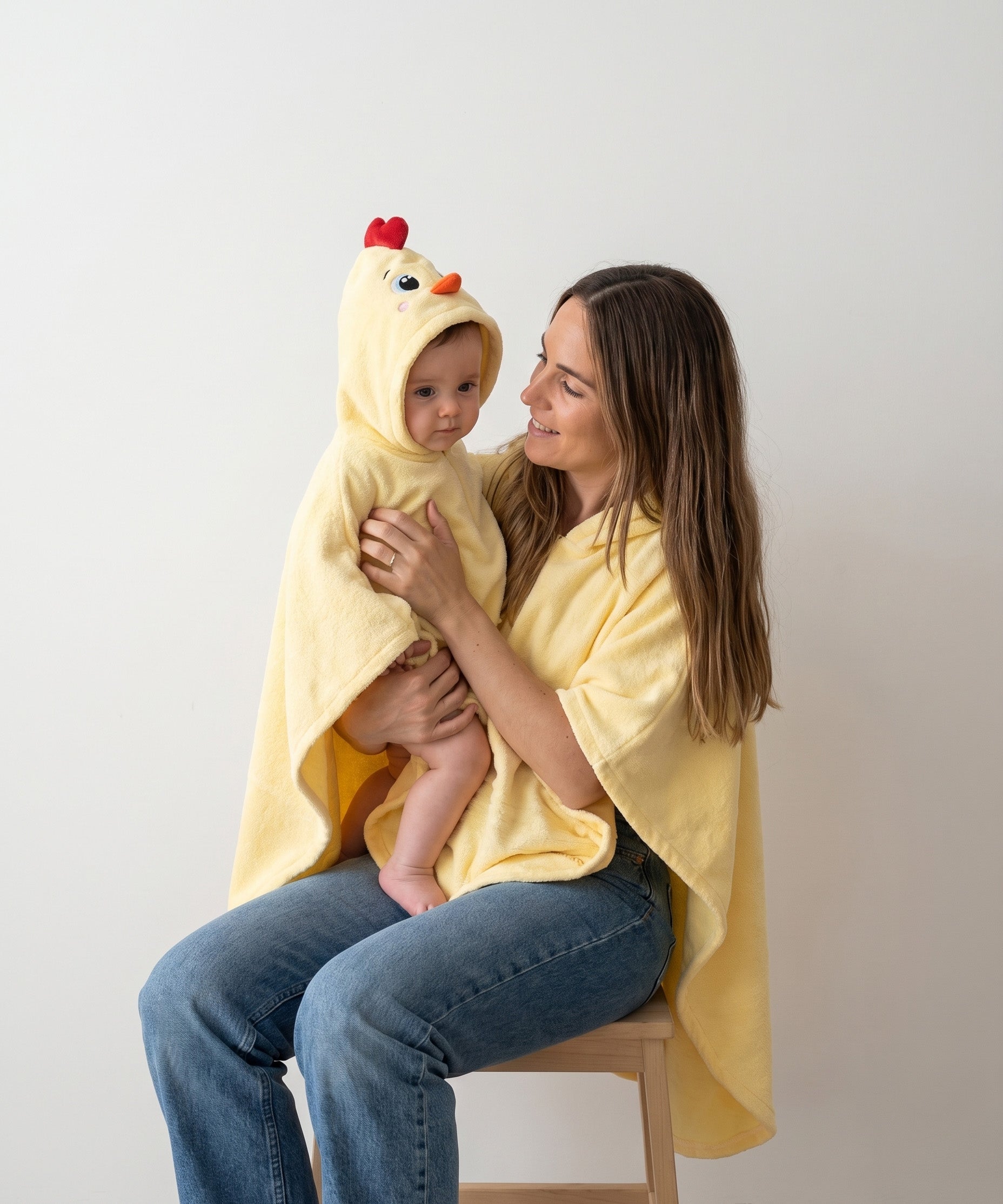 Combo Adulto y Niño - Ruana Pollito