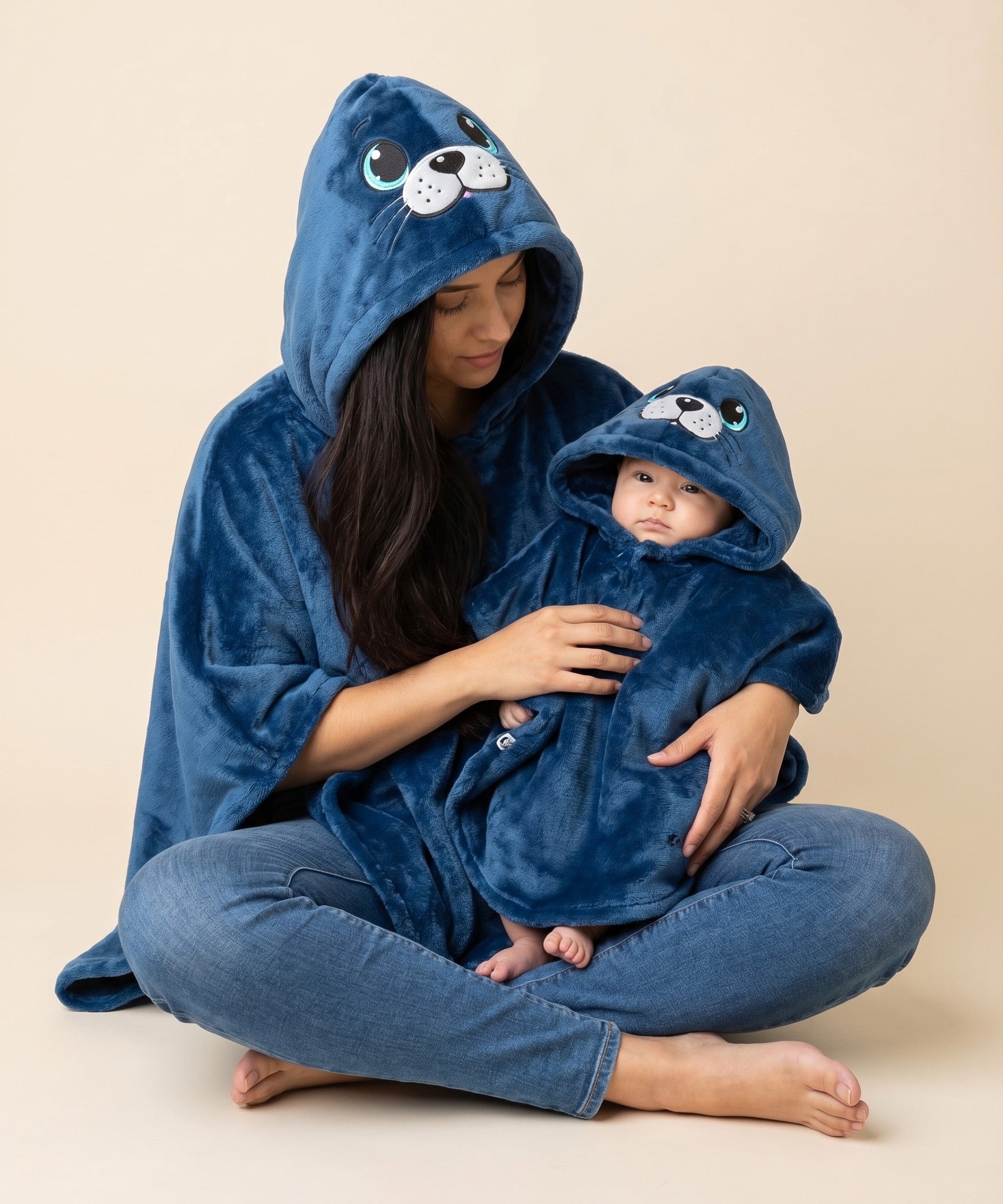 Combo Adulto y Niño - Ruana Foca