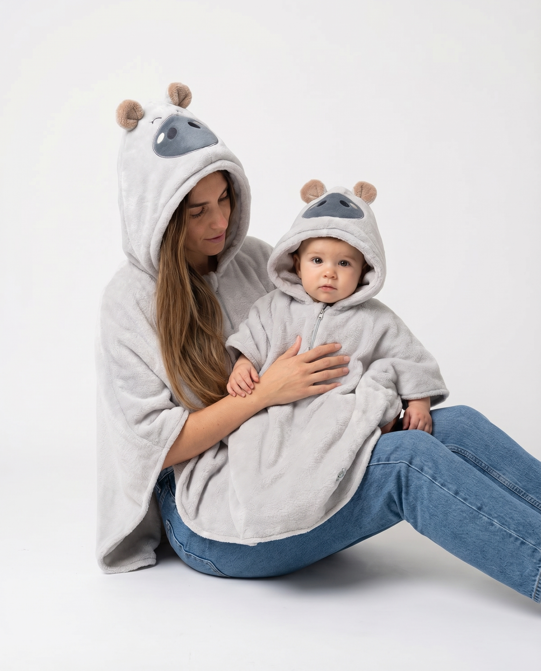 Combo Adulto y Niño - Ruana Hipopótamo