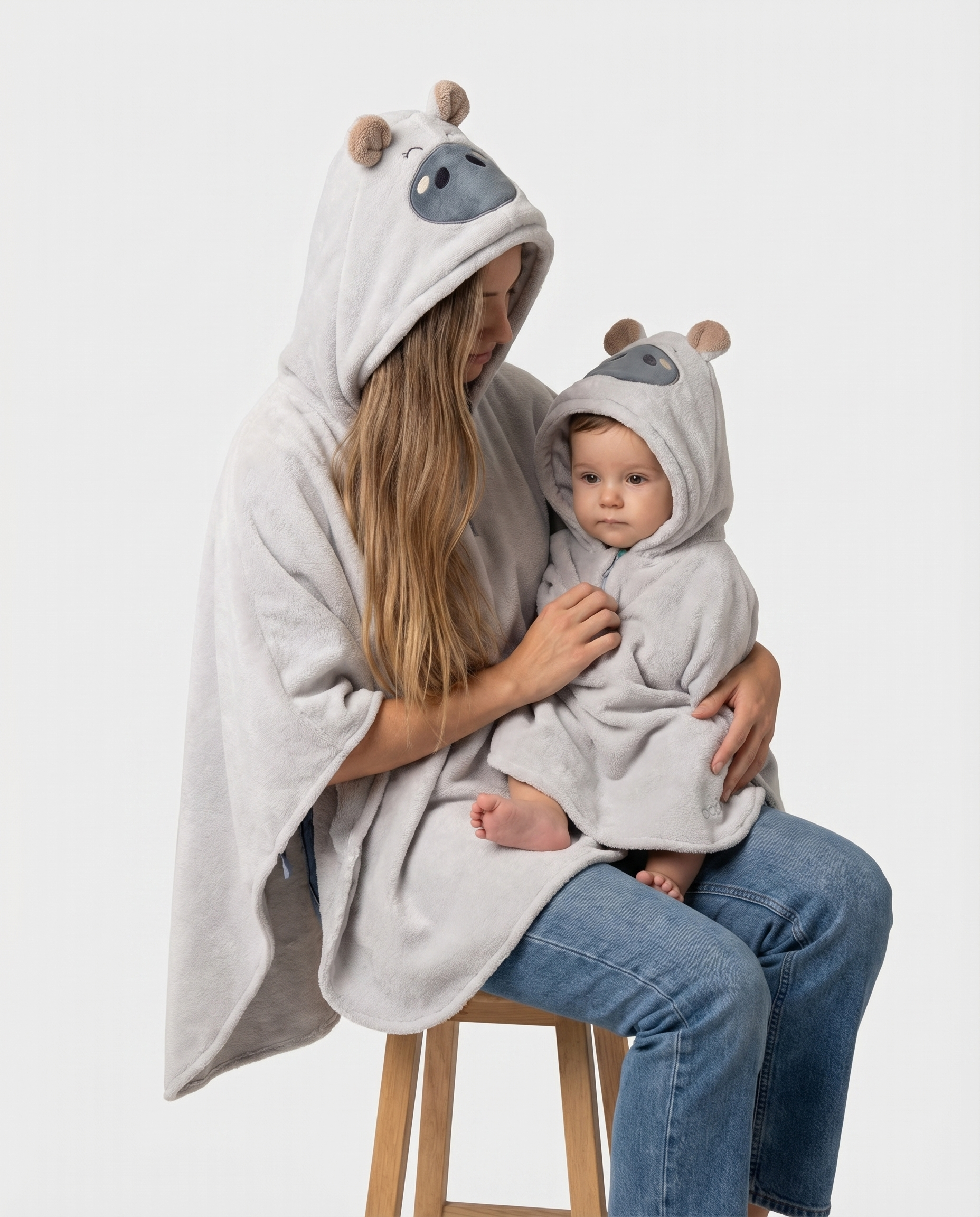 Combo Adulto y Niño - Ruana Hipopótamo